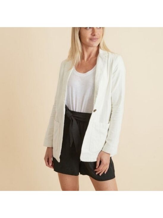 Marine Layer Jackets & Blazers - Marine Layer Women's Huntington Double Cloth Blazer Natural